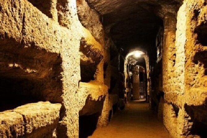 Appian Way Bike tour Underground with Catacombs & Lunch - Riding into the quarry tunnels and WWII air-raid shelters