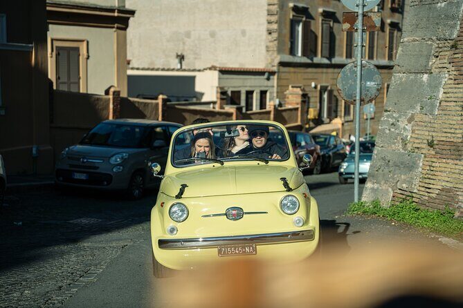 Classic Elegance: Vintage Fiat 500 Cabriolet Rome Tour - Terme di Caracalla drive-by: Roman bathhouse grandeur from the street