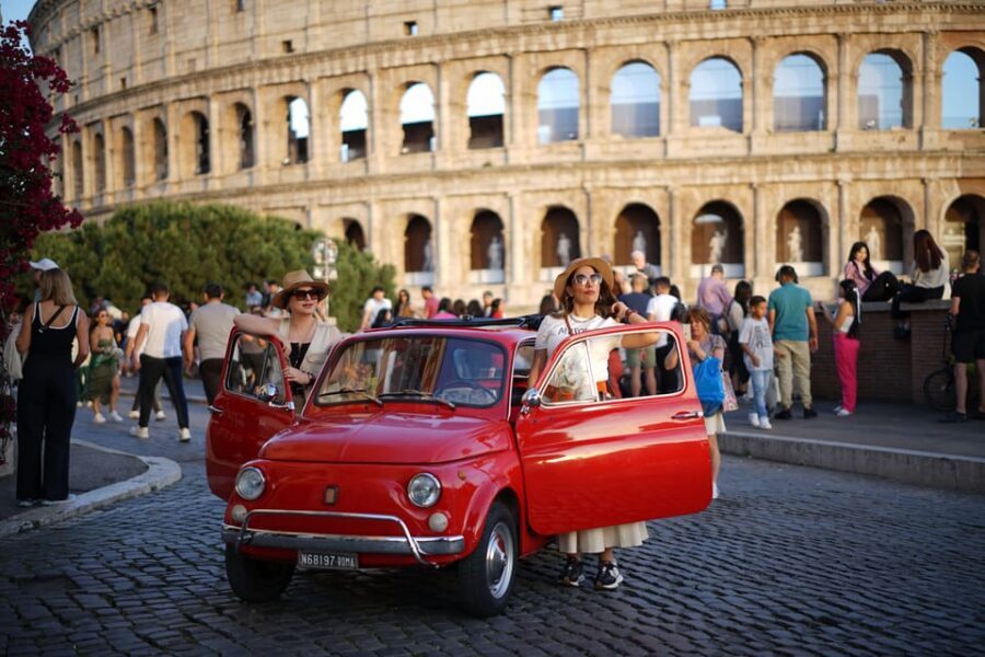 Explore Rome in Style by A Vintage Car Fiat 500 Tour - Stop at Piazza del Colosseo for Colosseum-area moments