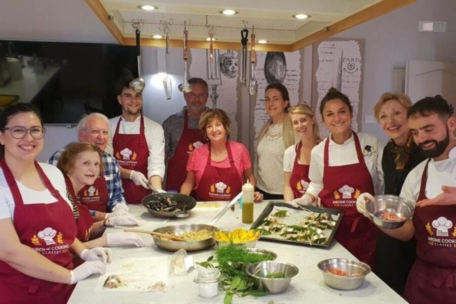 Farmers Market Shopping and Roman Full Course Class - SHARED - From your cutting board to the dining room with wine