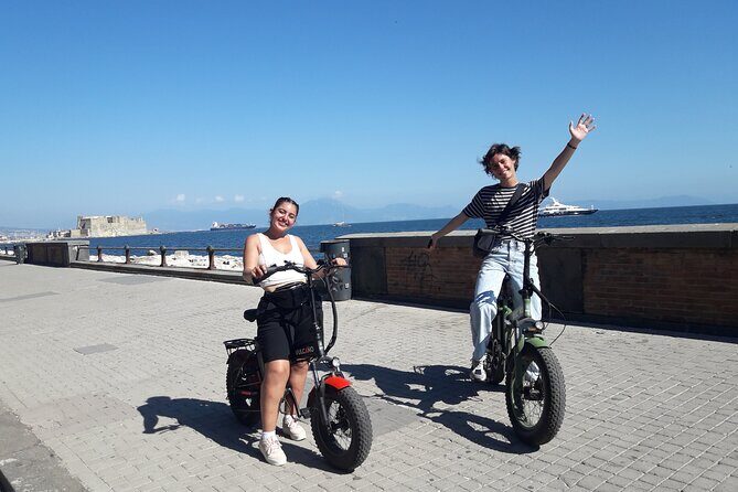 Naples electric bike tour Partenope - Lungomare Partenope: the seafront ride with Vesuvius in the background