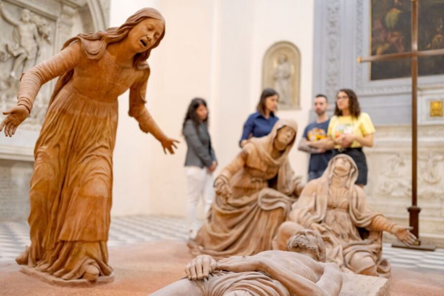 Naples Veiled Christ OR 3D Caravaggio: sculpture guided tour - Museodivino: torch magnifier details and the SAME micro-sculptures