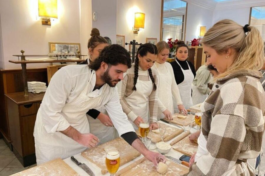 Pasta Cooking Class with Pesto Sauce Making in Rome Center - The included meal: bruschetta, drinks, and a coffee or limoncello finish