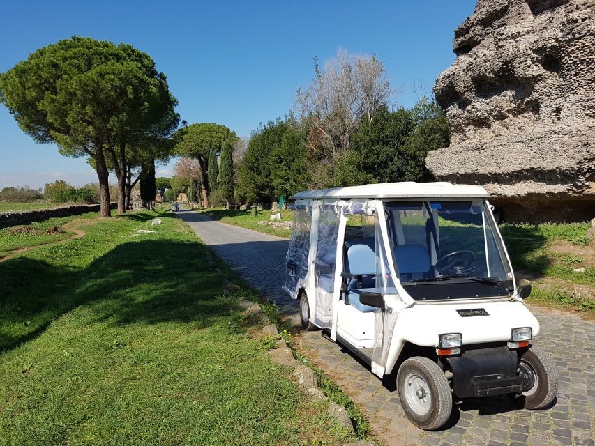 Rome: Appian Way Private Tour by Golf Cart -Official Partner - Metella’s Tomb, Villa Quintili, and the “Pass-By” Strategy