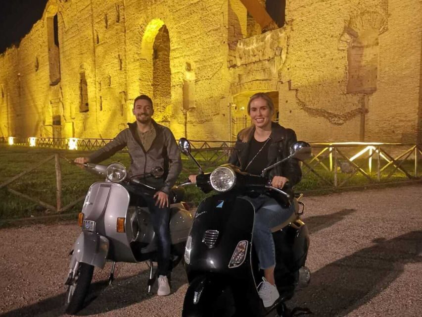 Rome by Night Vespa Tour With Driver/Private Guide - Palatine Hill and Caracalla Baths: Where the City Feels Bigger Than the Main Sites