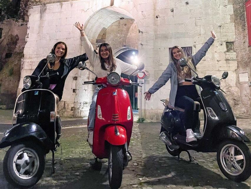 Rome by Night Vespa Tour With Driver/Private Guide - Testaccio Break: Aperitivo, Beer, Wine, Local Snacks, and Food Tasting