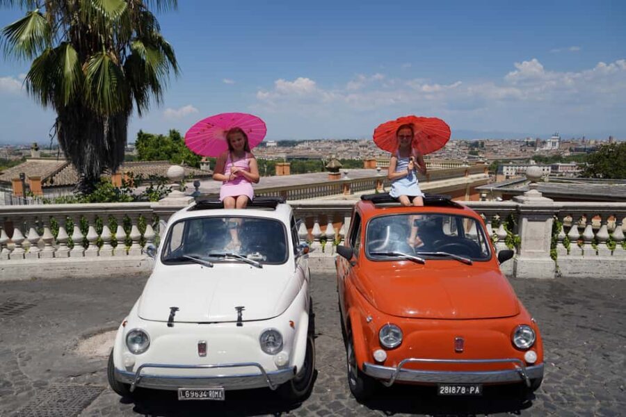 Rome: City Tour in a Retro Fiat 500 with Photo Stops - Oppio Caffè start and the Colosseum photo setup