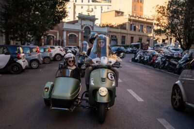 Rome: Evening Vespa Sidecar City Tour - Piazza Venezia and the Colosseum sunset: the Rome posters moment