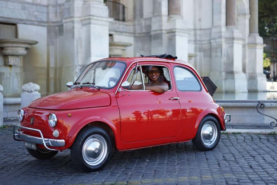 Rome: Fiat 500 Experience with Gelato and Photos - The Giallo Positano Fiat 500: classic comfort and real seating expectations