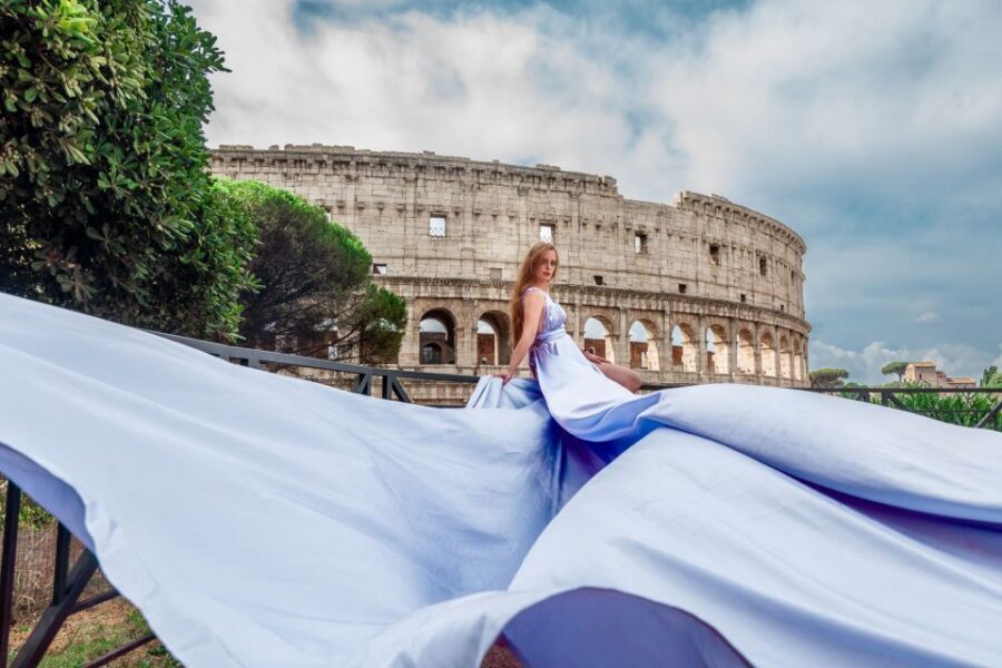 Rome: Flying Dress Professional Photoshoot - The Colosseum backdrop: getting angles in a short time