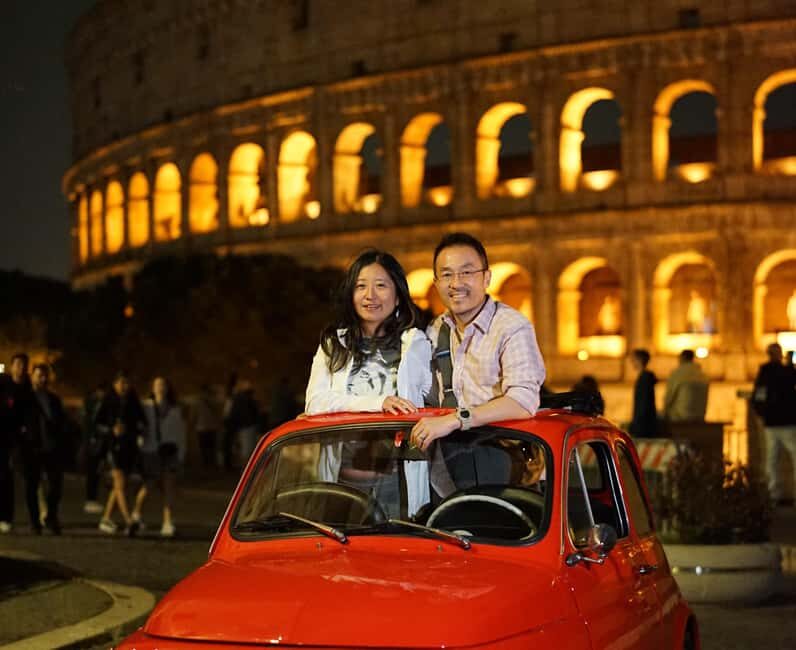 Rome: Night Tour in a Vintage Fiat 500 with Aperol Spritz - Meeting in front of Caffe Roma and settling into a Fiat 500 night drive