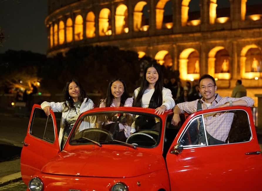Rome: Night Tour in a Vintage Fiat 500 with Aperol Spritz - Giardino degli Aranci: orange-grove views and a Roman sunset mood