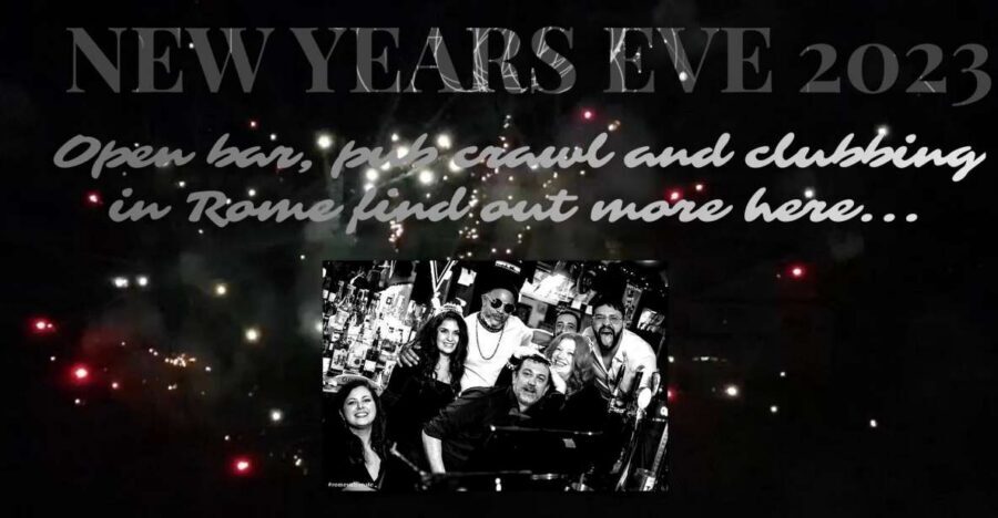 Rome: NYE Pub Crawl and Club - Open bar from 8:30 to 9:30: drinks and pizza timing that actually helps