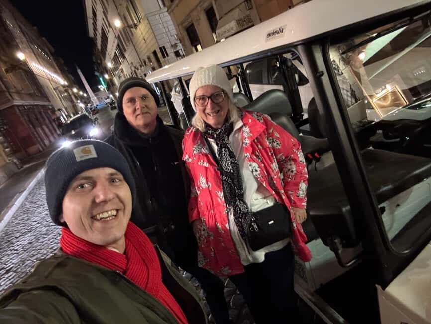 Rome: Private Golf Cart Night Sightseeing Tour & Aperitivo - St Peter’s square area and the Altar of the Fatherland viewpoints