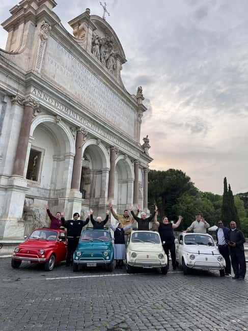 Rome: Retro Fiat 500 car tour with Pro-Photographer - Giardino degli Aranci Break: Orange Garden Rooftop Views