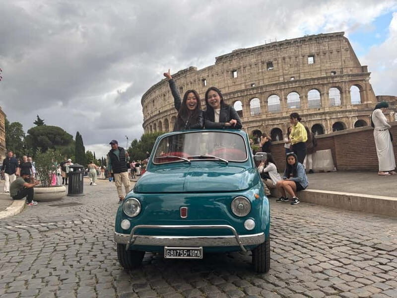Rome: Retro Fiat 500 car tour with Pro-Photographer - Colosseum First Stop: Quick Views, Big Atmosphere