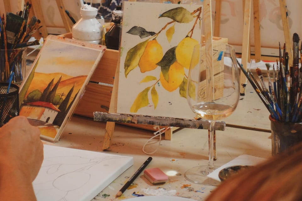 Rome: Tipsy Painting Class with Fine Wine and Arts - Inside a 17th-Century Palazzo Studio in Rome