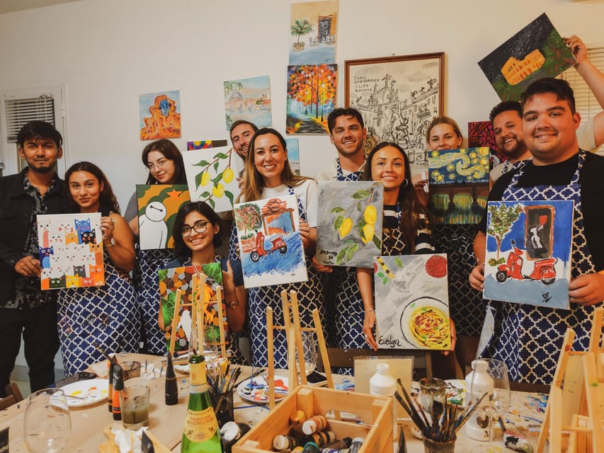 Rome: Tipsy Painting Class with Fine Wine and Arts - Small Group Energy: Friends, Couples, and Easy Conversation