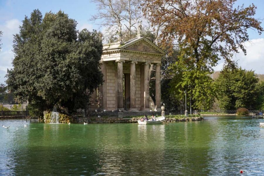 ROME: Villa Borghese Lake tour by boat paddling independently +aperitivo - Casina del Lago Aperitivo: A Reserved Table at a Lakeside Classic