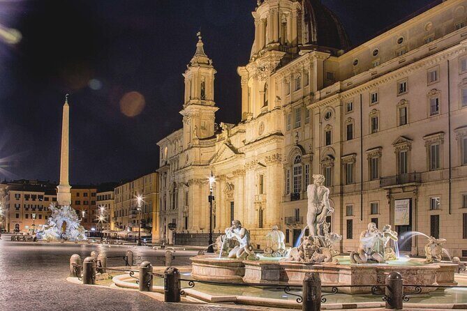 Rome with Golf Cart at Night with Pizza & Ice Cream - Piazza Navona at night: fountains, geometry, and perfect photo angles