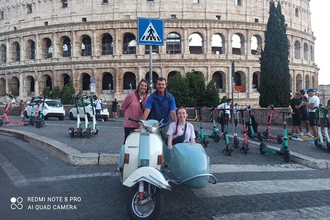 Vespa Sidecar Tour at Day/Night with Pickup - Why Rome feels faster on a Vespa sidecar