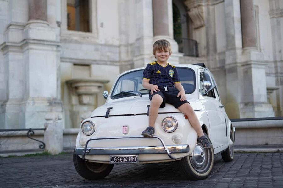 Vintage Fiat500 car Tour by Professional Photographer - Meeting the car at Oppio Caffe near the Colosseo
